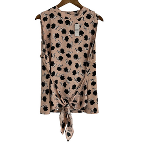 NWT Ann Taylor Pale Pink and Black Floral Blouse Size XXL